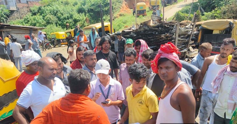 BSW V semester students from NEISSR undertake a Rapid Post-Fire Household Needs and Impact Assessment at fire incident site at Kuda B Khel, Dimapur. (Photo Courtesy: NEISSR)